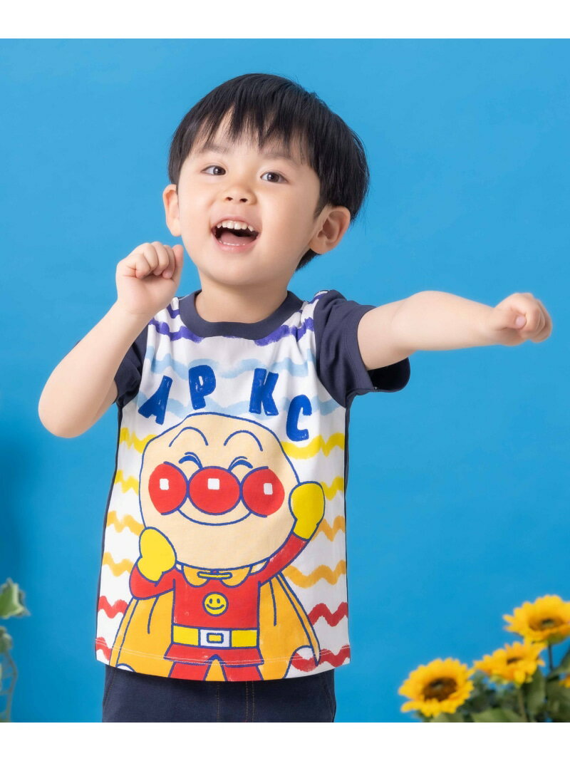 ANPANMAN KIDS COLLECTION APKC/(K)アンパンマンニコニコTシャツ アンパンマンキッズコレクション トップス カットソー・Tシャツ ネイビー ピンク