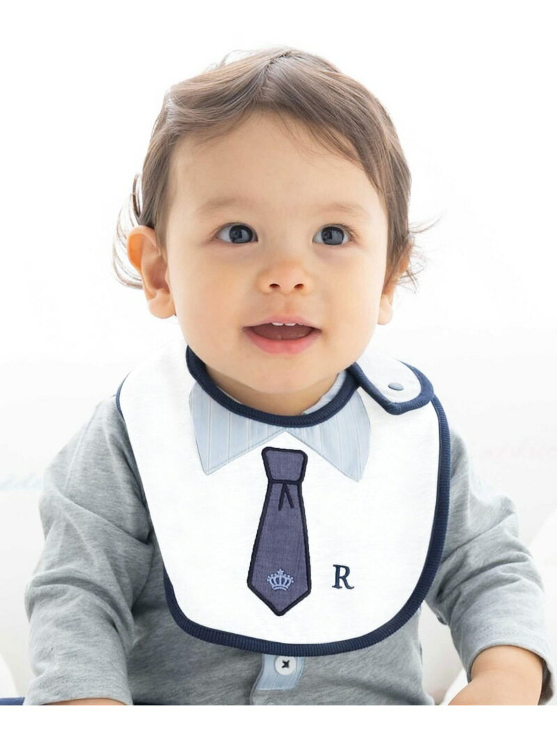 fillot de bebe reduction 襟付きネクタイスタイ ベベ オンライン ストア マタニティウェア・ベビー用品 スタイ・よだれかけ ネイビー グレー