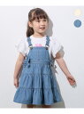 【SALE/50%OFF】any FAM KIDS ティアード デニムジャンパースカート エニィファム ワンピース・ドレス ジャンパースカート ベージュ ブルー【RBA_E】