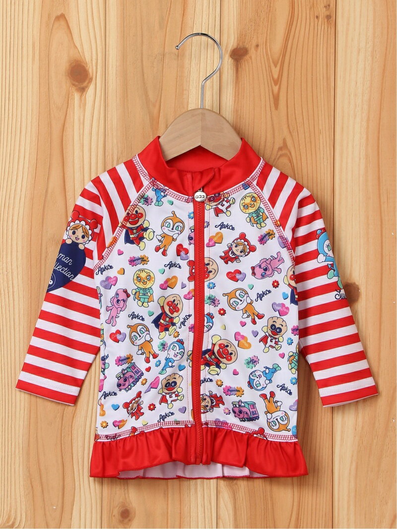 【SALE／30%OFF】ANPANMAN KIDS COLLECTION (K)水玉ボーダー柄ラッシュガード アンパンマンキッズコレクション スポーツ/水着 スイムグッズ レッド【RBA_E】