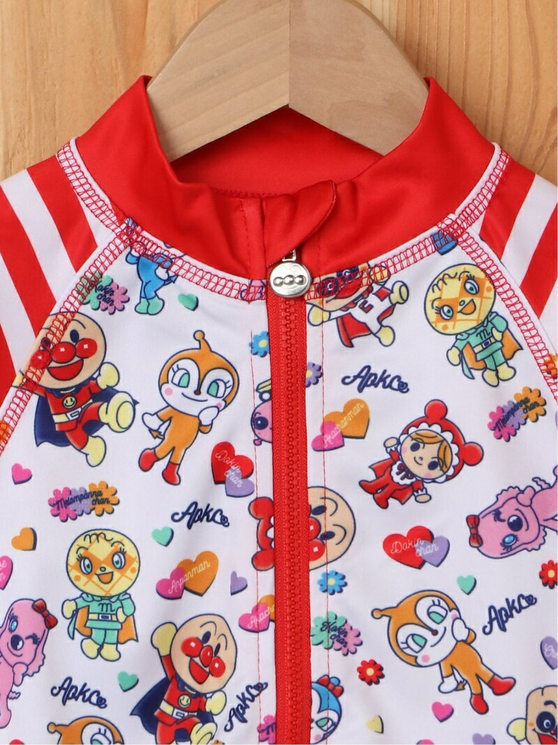 【SALE／30%OFF】ANPANMAN KIDS COLLECTION (K)水玉ボーダー柄ラッシュガード アンパンマンキッズコレクション スポーツ/水着 スイムグッズ レッド【RBA_E】