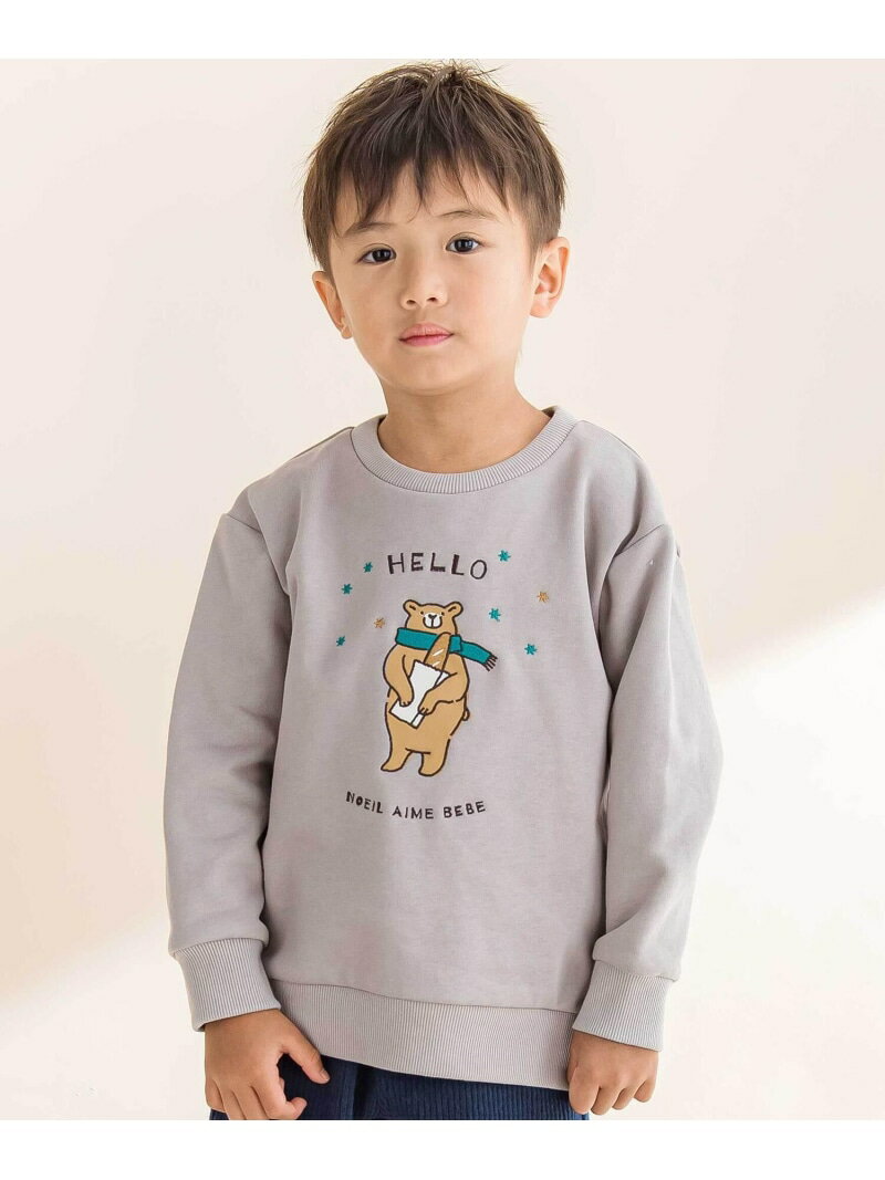 Noeil aime BeBe 裏毛起毛クマプリントトレーナー(80~130cm) ベベ オンライン ストア トップス スウェ..
