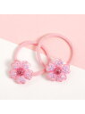 apres les cours お花ラメミニヘアゴム2個セット エフオーオンラインストア ヘアアクセサリー カチューシャ・ヘアバンド ブルー ピンク