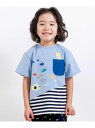 【SALE/50%OFF】SLAP SLIP 恐竜アニマルうみのいきものデニムポケット付き切り替えTシャツ(80~130cm) ベベ オンライン ストア トップ...