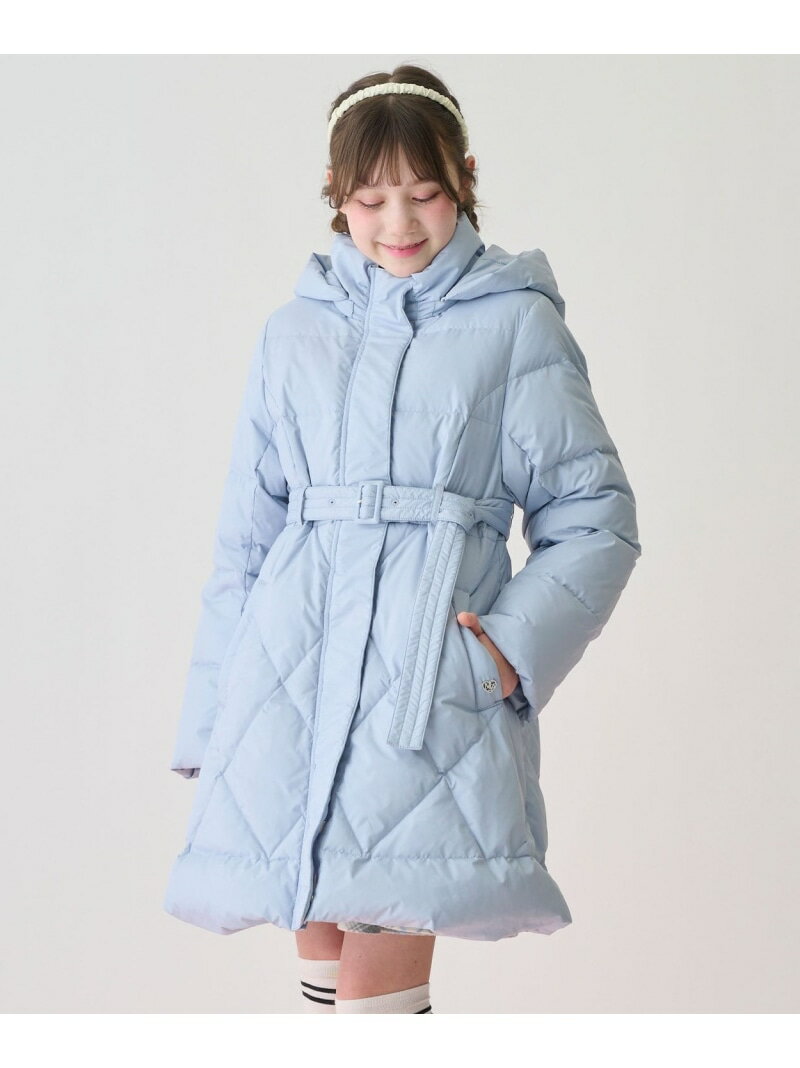 mezzo piano Junior 【撥水】リボンベルトつき美シルエットロングダウン ナルミヤオンライン ジャケット・アウター ブルゾン・ジャンパー ブルー ...