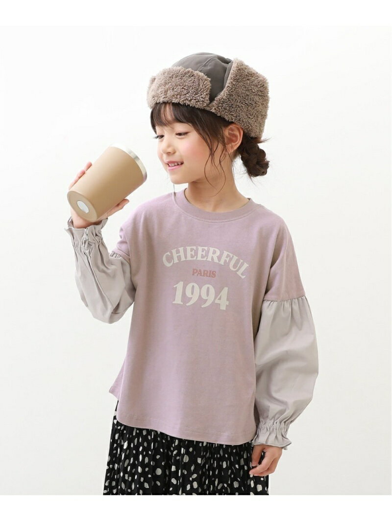 devirock 異素材ボリューム袖 長袖Tシャツ デビロック 子供服 キッズ デビロック カットソー Tシャツ グリーン パープル ブラック