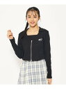 【SALE／22%OFF】PINK-latte 【2点SET】テレコZIPカーディガン ピンク ラテ トップス アンサンブル ブラック イエロー【RBA_E】