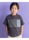 BeBe Petits Pois Vert チェック+ボーダー切り替えTシャツ(95~150cm) ベベ オンライン ストア トップス カットソー・Tシャツ ブラック ホワイト