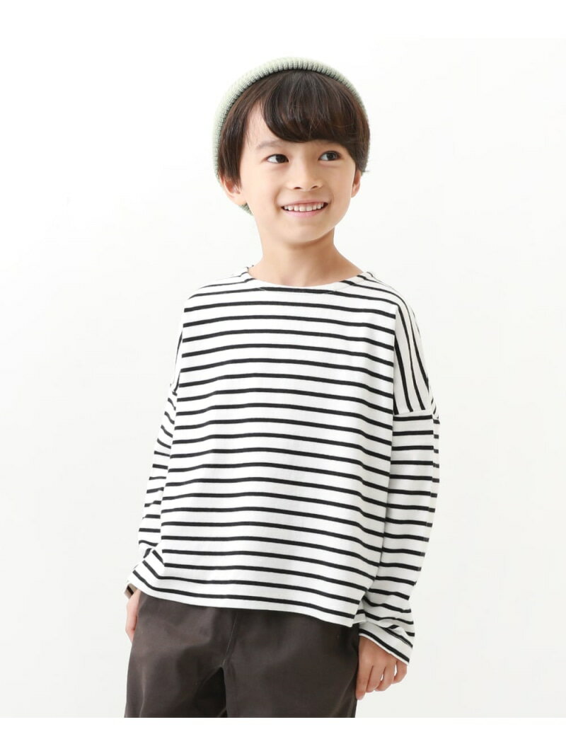 【SALE／44%OFF】devirock ゆるっとボーダー 長袖Tシャツ ロンT トップス デビロック トップス カットソー・Tシャツ グレー ネイビー ブラック パープル ブルー ブラウン レッド【RBA_E】のサムネイル