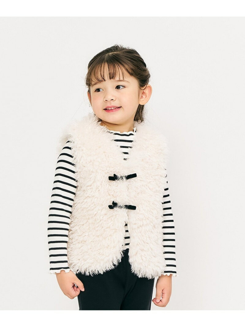 apres les cours リボンファーベスト エフオーオンラインストア トップス ベスト・ジレ ホワイト ベー..