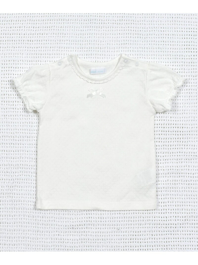 【SALE／5%OFF】fillot de bebe reduction タック天竺パフスリープTシャツ(70~90cm) ベベ オンライン ストア トップス その他のトップス ホワイト【RBA_E】【送料無料】 1