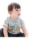 ベベ　ベビー服 fillot de bebe reduction スラブ天竺サファリTシャツ(70~90cm) ベベ オンライン ストア マタニティウェア・ベビー用品 ロンパース・カバーオール グリーン ベージュ【送料無料】