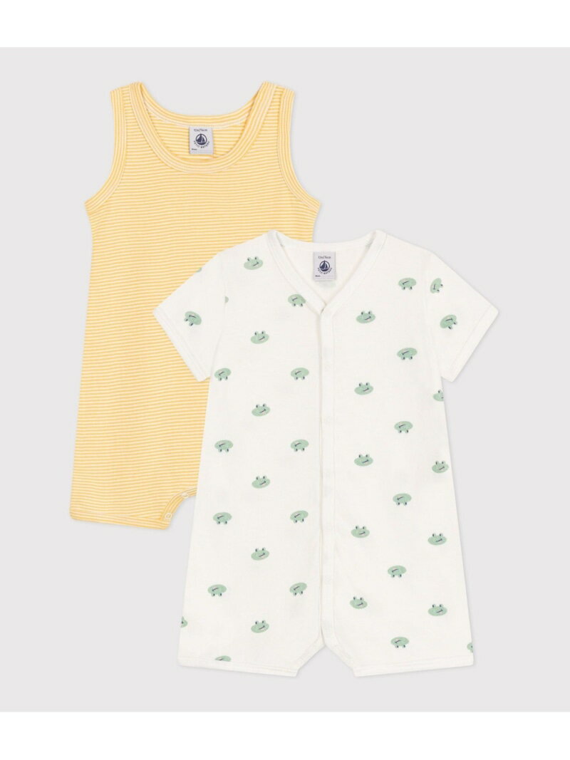 【SALE／10%OFF】PETIT BATEAU ショートロンパース2枚組 プチバトー マタニティウェア・ベビー用品 ロンパース・カバーオール【RBA_E】【送料無料】