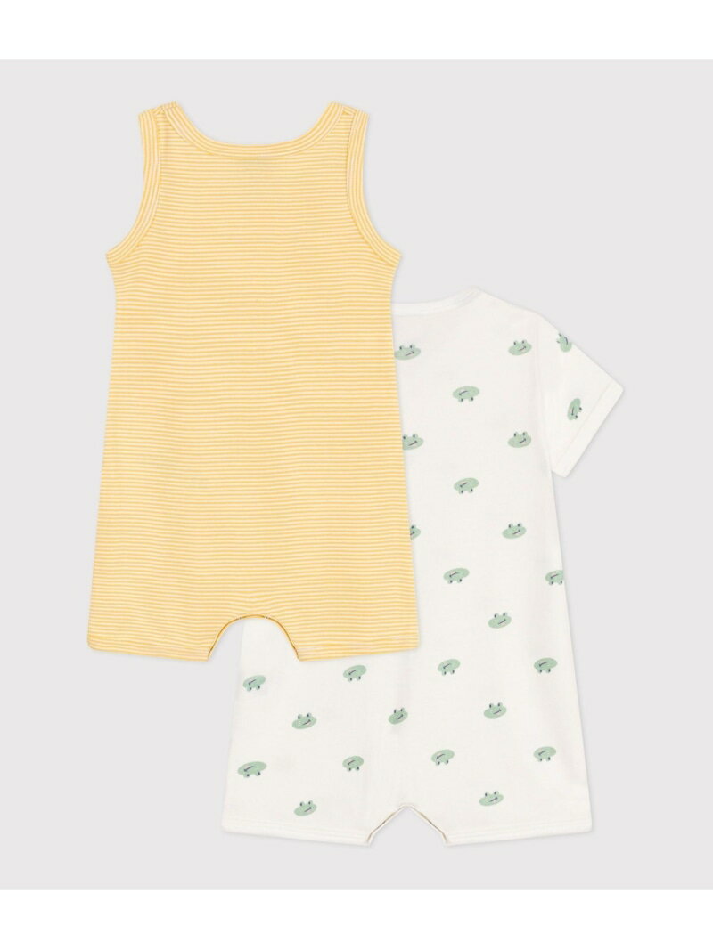 【SALE／10%OFF】PETIT BATEAU ショートロンパース2枚組 プチバトー マタニティウェア・ベビー用品 ロンパース・カバーオール【RBA_E】【送料無料】