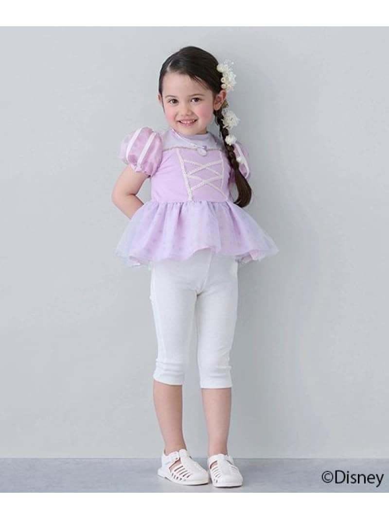 【SALE／50%OFF】petit main 【Disney】バックフリル7分丈レギンス ナルミヤオンライン 靴下・レッグウェア レギンス・スパッツ ブルー ベージュ グリーン パープル【RBA_E】のサムネイル