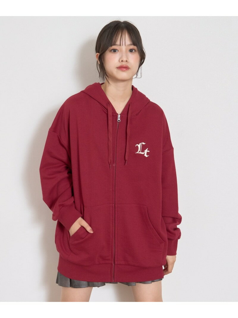 Lovetoxic ルーズZIPパーカ ナルミヤオンライン トップス パーカー・フーディー グレー