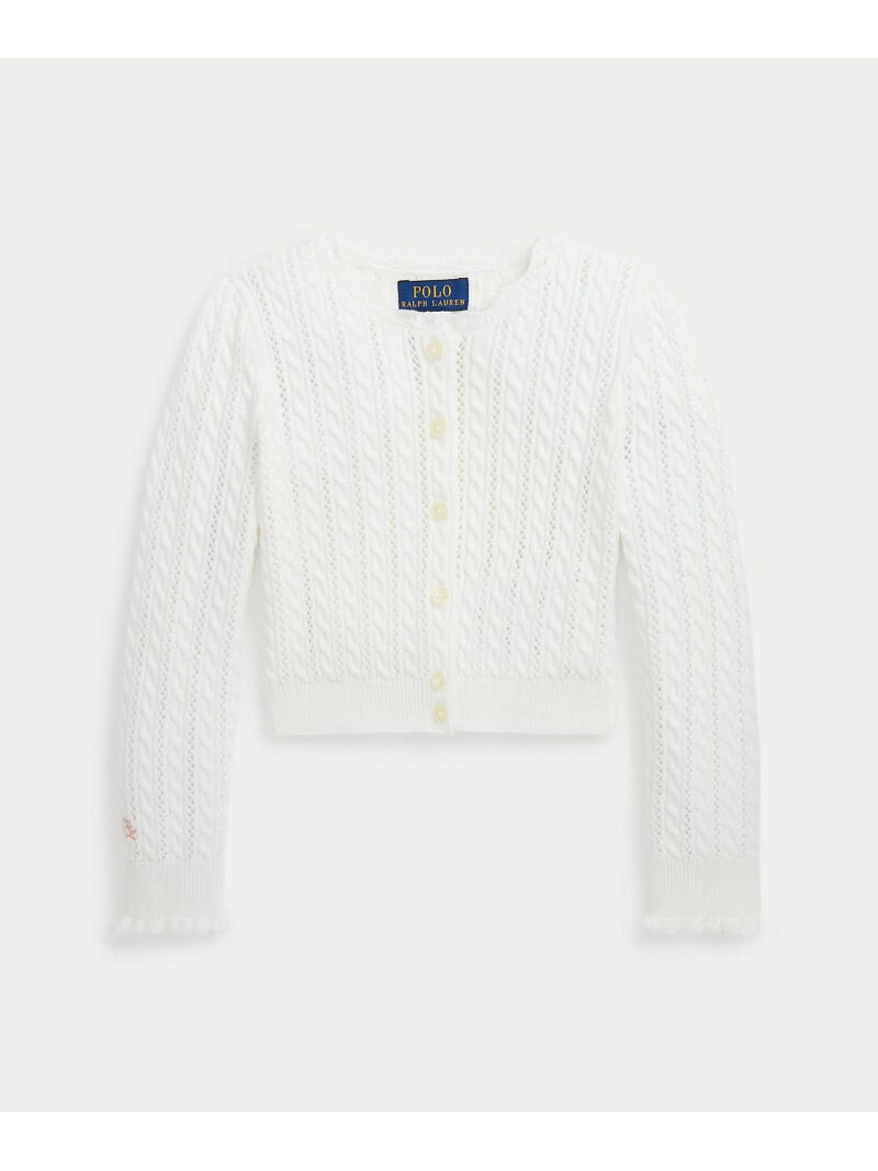 【SALE/50%OFF】POLO RALPH LAUREN (ガールズ 2才~6才)ポインテールニット コットン カーディガン ラルフローレン トップス カーディガン ホワイト【RBA_E】【送料無料】