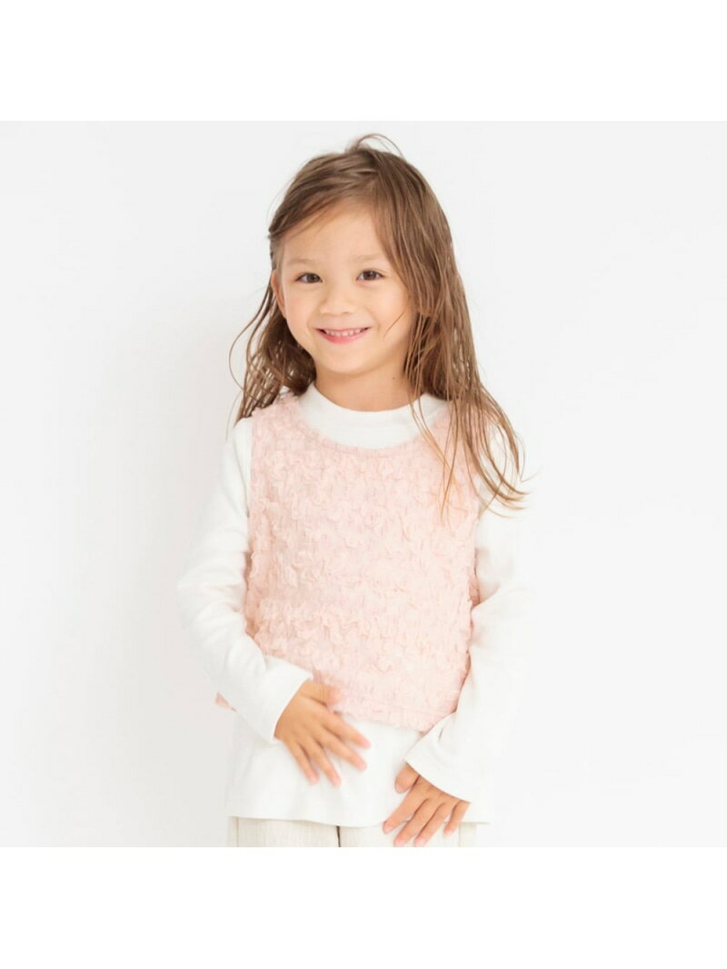 branshes 【SET】お花フリンジチュール&マイクロフリース長袖TシャツSET ブランシェス トップス カットソー・Tシャツ ホワイト ブラック