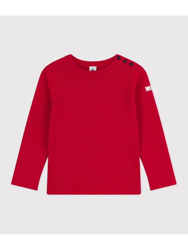 PETIT BATEAU ニットプルオーバー プチバトー トップス ニット レッド【送料無料】