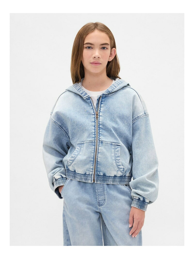 GAP (K)ニットデニム ジップアップパーカー (キッズ) ギャップ トップス パーカー・フーディー ブルー【送料無料】 3