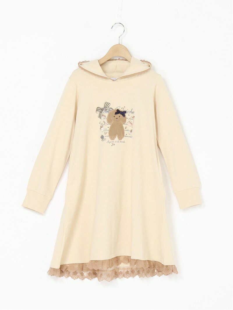 【SALE／42%OFF】axes femme kids (K)動物アップリケパーカーOP アクシーズファム ワンピース・ドレス その他のワンピース・ドレス レッド ベージュ【RBA_E】のサムネイル