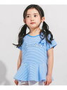【SALE/30%OFF】BeBe ボーダー天竺レースパッチ刺しゅうペプラム半袖Tシャツ(80~140cm) ベベ オンライン ストア トップス カットソー・Tシャツ ブルー ピンク【RBA_E】【送料無料】