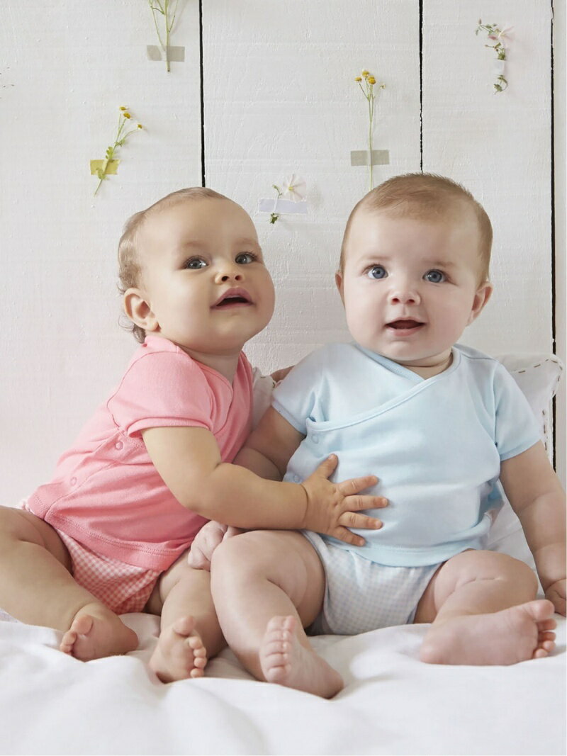 PETIT BATEAU (K)半袖セットアップロンパース プチバトー マタニティウェア・ベビー用品 ロンパース・カバーオール ピンク ブルー【送料無料】のサムネイル