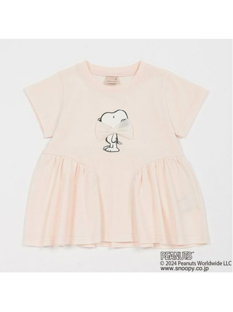 【SALE／60%OFF】petit main 【Re:Yarn】スヌーピーチュニック ナルミヤオンライン ワンピース・ドレス チュニック ホワイト ピンク【RBA_E】のサムネイル