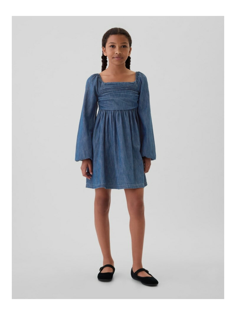 【SALE／74%OFF】GAP (K)パフスリーブ デニム ワンピース (キッズ) ギャップ ワンピース・ドレス ワンピース ブルー【RBA_E】