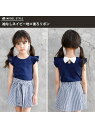 子供服 Bee デザイントップス リボン フリル セーラー風 子供服 キッズ 女の子 Bee カンコクコドモフク ビー トップス ノースリーブ・タンクトップ パープル ネイビー ピンク ブルー グレー