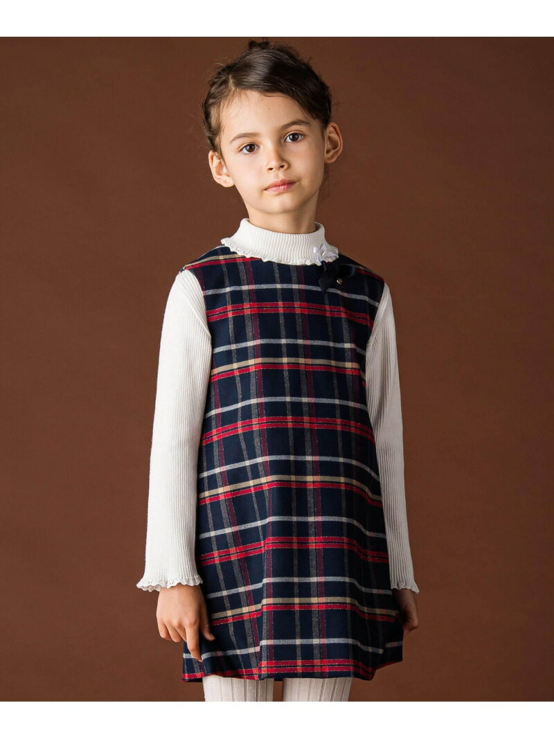 【SALE／50%OFF】Tartine et Chocolat 【日本製】【お揃い】ラメチェック起毛ジャンパースカート(90~14..