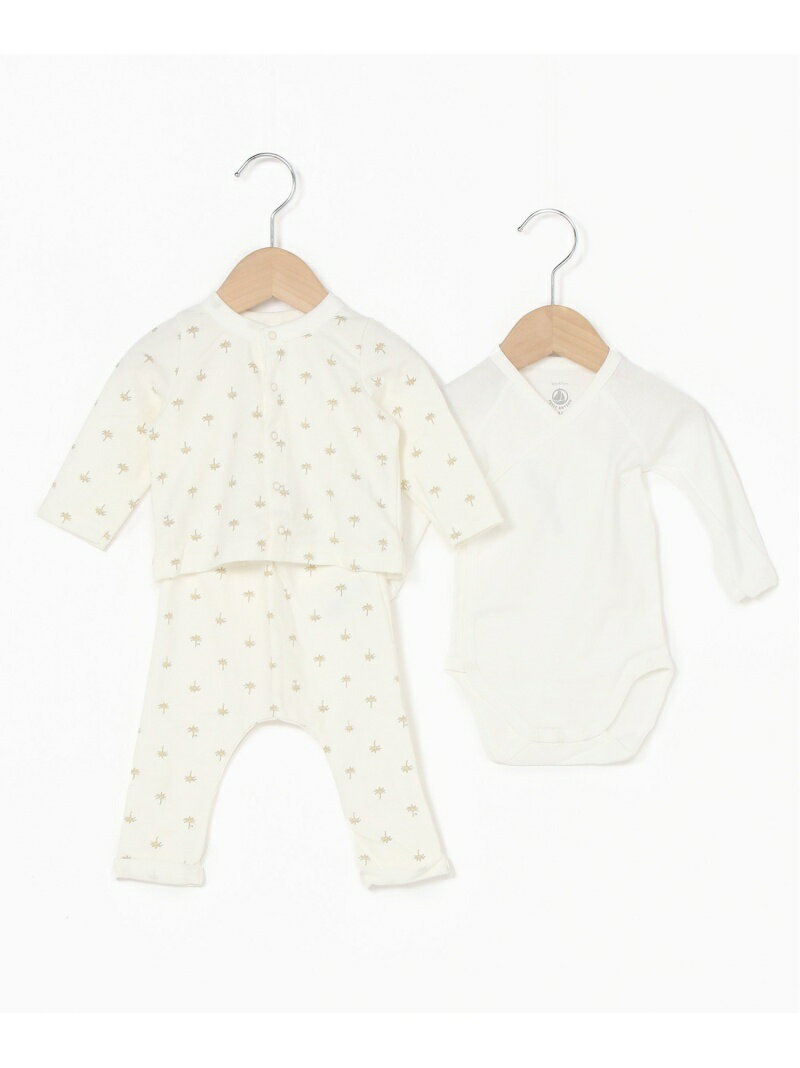 プチバトー ベビー服 男の子 【SALE／20%OFF】PETIT BATEAU ライトスウェット3点セット プチバトー マタニティウェア・ベビー用品 ロンパース・カバーオール ホワイト【RBA_E】【送料無料】