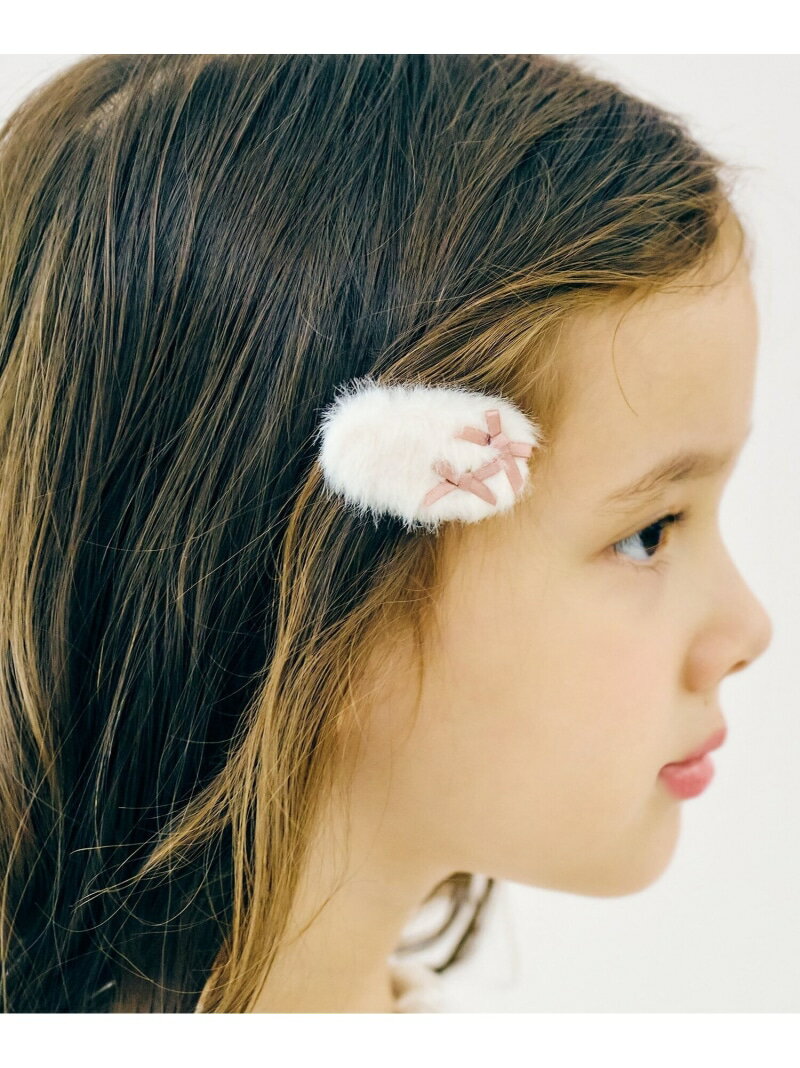 apres les cours ファーリボンヘアクリップ エフオーオンラインストア ヘアアクセサリー バレッタ・ヘアクリップ・ヘアピン ホワイト