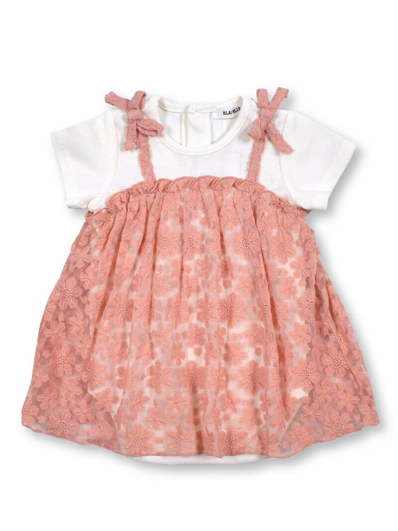 SLAP SLIP BABY フラワー 花柄 チュール ドッキング ロンパース (70~80cm) ベベ オンライン ストア ジャケット・アウター カバーオール・ワークジャケット ホワイト ブルーのサムネイル