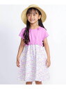 BeBe 【お揃い】シャンドゥフルールプリントローン天竺切り替えワンピース(80~150cm) ベベ オンライン ストア ワンピース・ドレス ワンピース ピンク イエロー【送料無料】