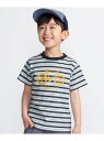 BeBe 自転車プリントマルチボーダー天竺半袖Tシャツ(90~160cm) ベベ オンライン ストア トップス カットソー・Tシャツ ブラック ネイビー【送料無料】