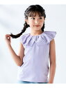 BeBe スカラップレースフリルカラー天竺ノースリーブTシャツ(90~150cm) ベベ オンライン ストア トップス カットソー・Tシャツ パープル グリーン【送料無料】