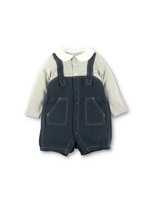 【SALE/12%OFF】branshes サロペットドッキング風長袖カバーオール ブランシェス マタニティウェア・ベビー用品 ロンパース・カバーオール グレー ブラウン【RBA_E】