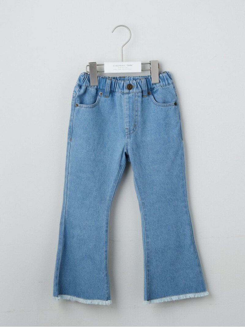 【SALE／58%OFF】CIAOPANIC TYPY 【KIDS】【TYPY DENIM】甘織り裾フリンジフレアデニム チャオパニックティピー パンツ ジーンズ・デニムパンツ ブルー ネイビー【RBA_E】