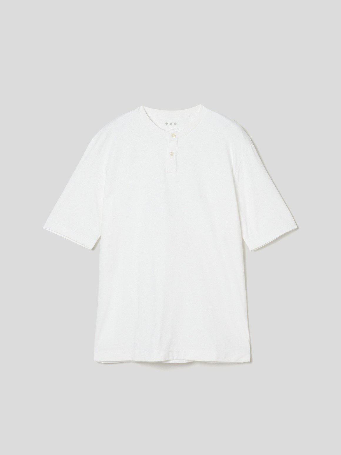 three dots Men's powdery cotton s/s henley スリードッツ トップス カットソー・Tシャツ ホワイト ブラック