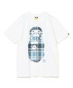 A BATHING APE BAPE CHECK MILO ON APE HEAD TEE ア ベイシング エイプ トップス カットソー・Tシャツ ホワイト【送料無料】