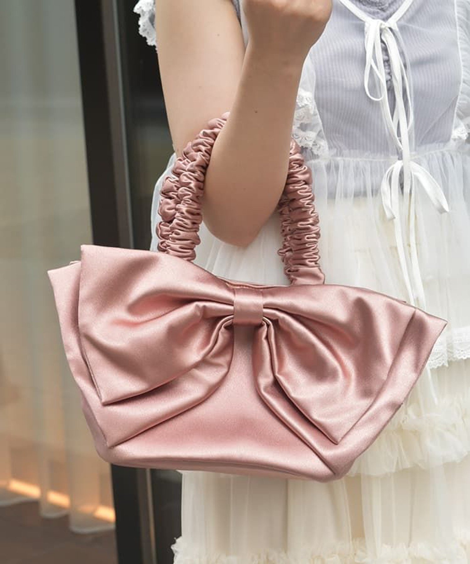 【SALE／50%OFF】axes femme ビッグリボンサテントート アクシーズファム バッグ トートバッグ ブラッ..