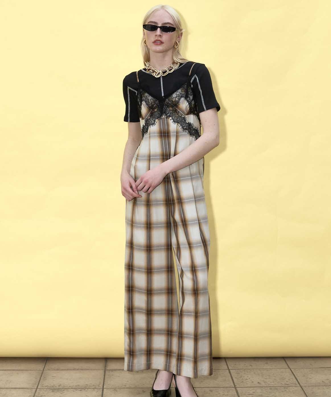 MAISON SPECIAL Plaid Lace Camisole All-In-One メゾンスペシャル オールインワン...