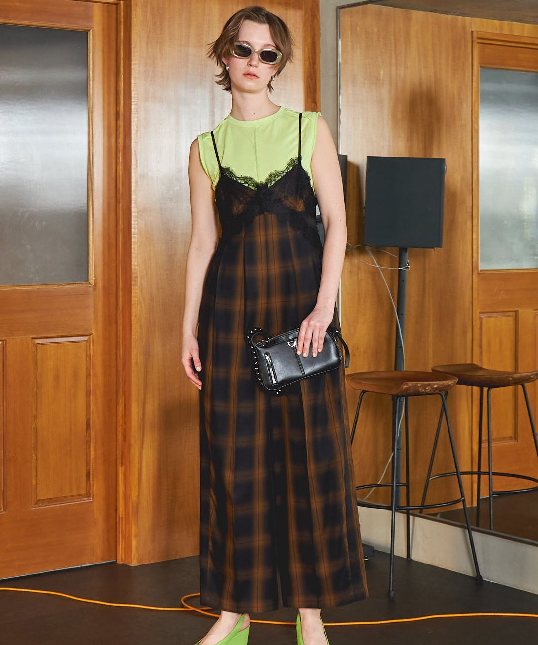 MAISON SPECIAL Plaid Lace Camisole All-In-One メゾンスペシャル オールインワン...