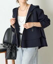 Jena espace merveilleux フリル切替パーカー ジェナエスパスメルヴェイユ トップス カットソー・Tシャツ ネイビー グレー【送料無料】