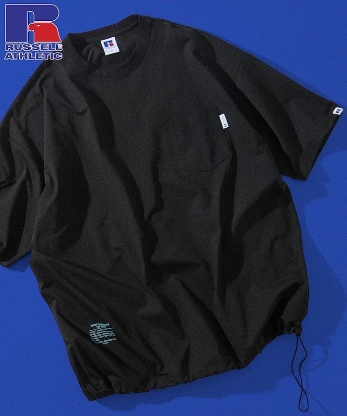 Russell Athletic RUSSEL ATHLETIC×FREAK'S STORE 別注 ビッグシルエット ヘムコード ポケットTシャツ / 吸湿速乾 【限定展開】 フリークスストア トップス カットソー・Tシャツ ブラック ネイビー グレー ホワイト【送料無料】