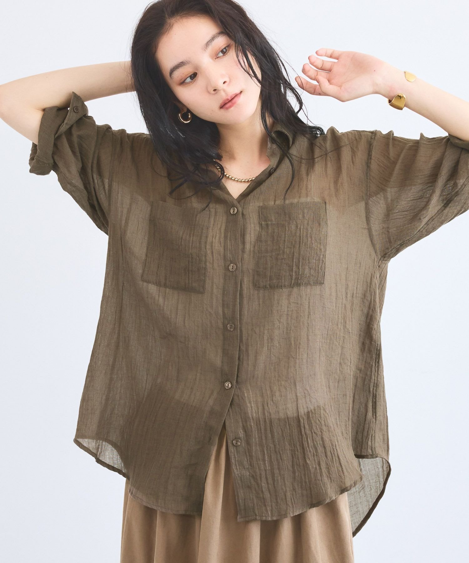 【SALE／30%OFF】BARNYARDSTORM コットンガーゼシャツ【WEB限定】 バンヤードストーム トップス シャツ・ブラウス ブラウン ピンク ホワイト【送料無料】