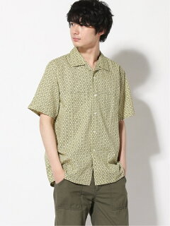 Fine Print Short Sleeve Camp Shirt 11-01-1061-139: Yellow Fine Print Short Sleeve Camp Shirt 11-01-1061-139: Yellow