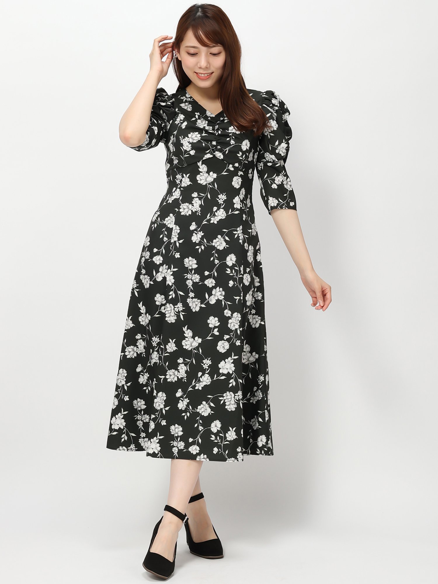 MISCH MASCH ラインフラワーワンピース ミッシュマッシュ ワンピース・ドレス ワンピース ベージュ ピンク ブラック