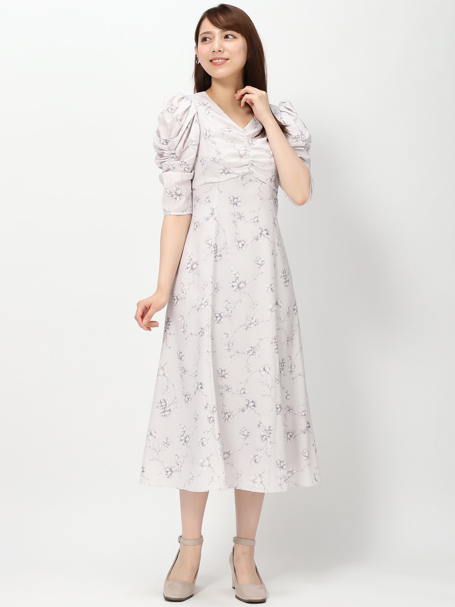 MISCH MASCH ラインフラワーワンピース ミッシュマッシュ ワンピース・ドレス ワンピース ベージュ ピンク ブラック